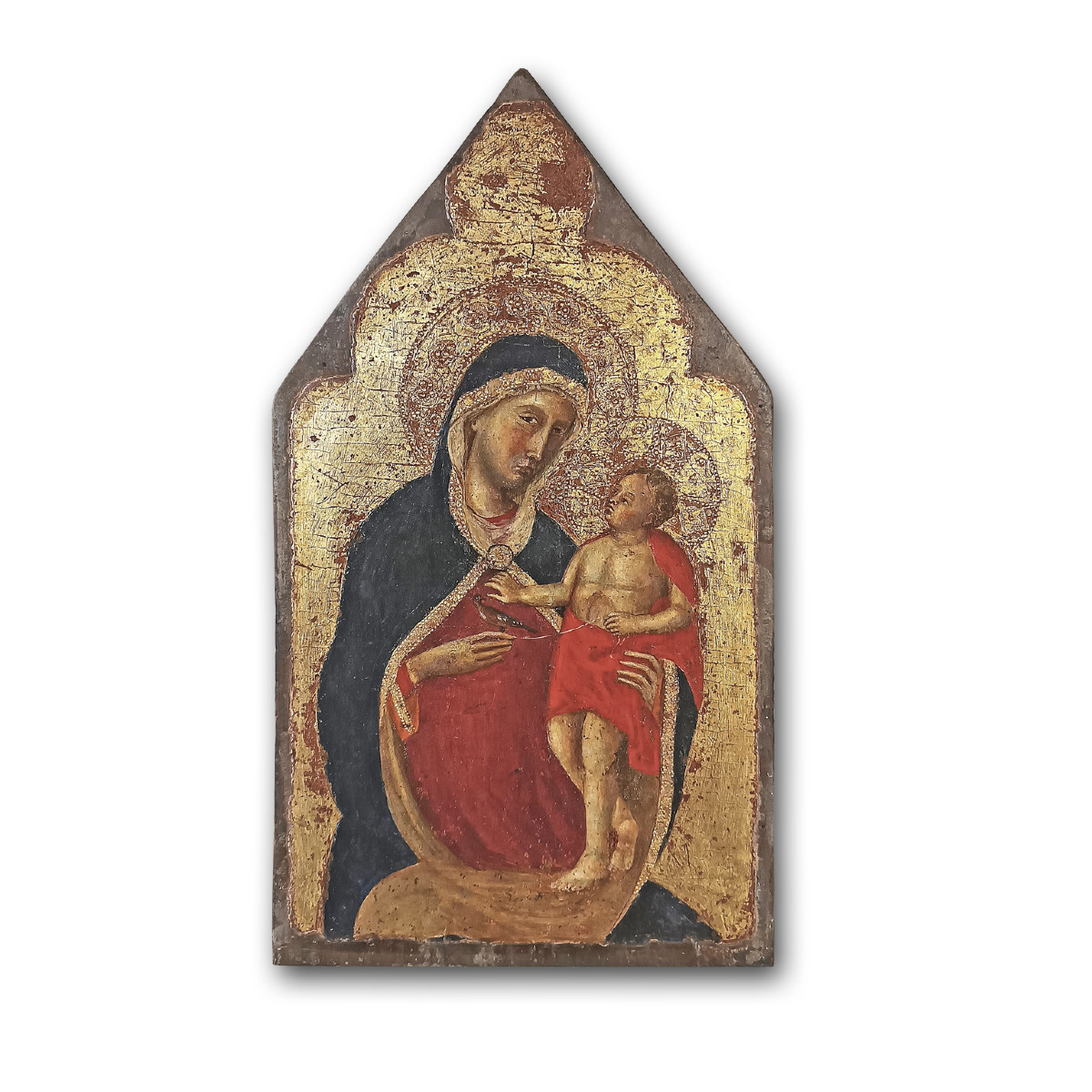Early 15th Century Painting With Madonna And Child On A Gold Ground
