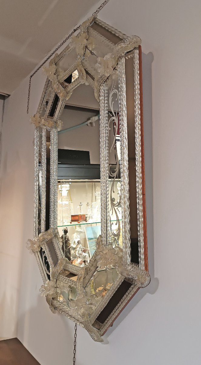 MIROIR EN VERRE DE MURANO FIN DU 18ème SIÈCLE-photo-3