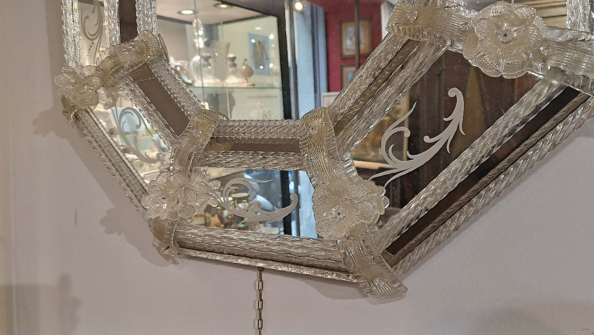 MIROIR EN VERRE DE MURANO FIN DU 18ème SIÈCLE-photo-4