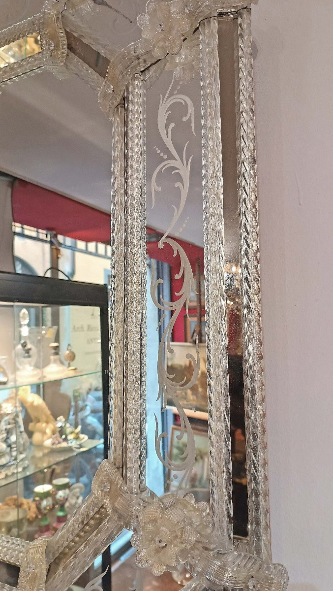 MIROIR EN VERRE DE MURANO FIN DU 18ème SIÈCLE-photo-1