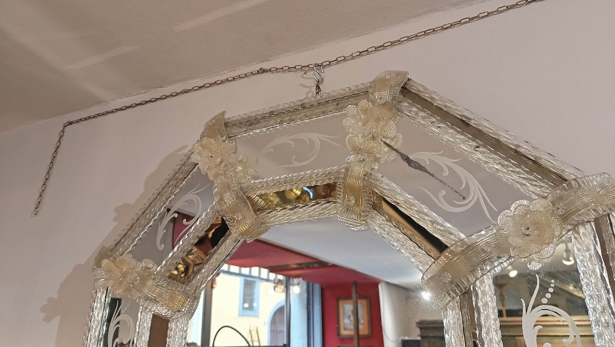 MIROIR EN VERRE DE MURANO FIN DU 18ème SIÈCLE-photo-2