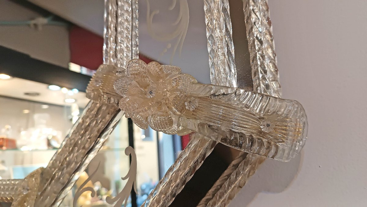 MIROIR EN VERRE DE MURANO FIN DU 18ème SIÈCLE-photo-3