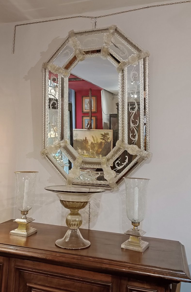 MIROIR EN VERRE DE MURANO FIN DU 18ème SIÈCLE-photo-6