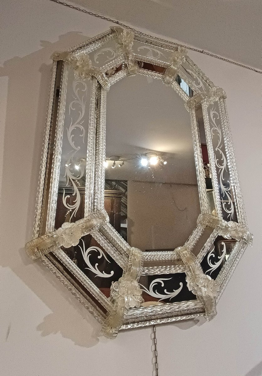 MIROIR EN VERRE DE MURANO FIN DU 18ème SIÈCLE-photo-7