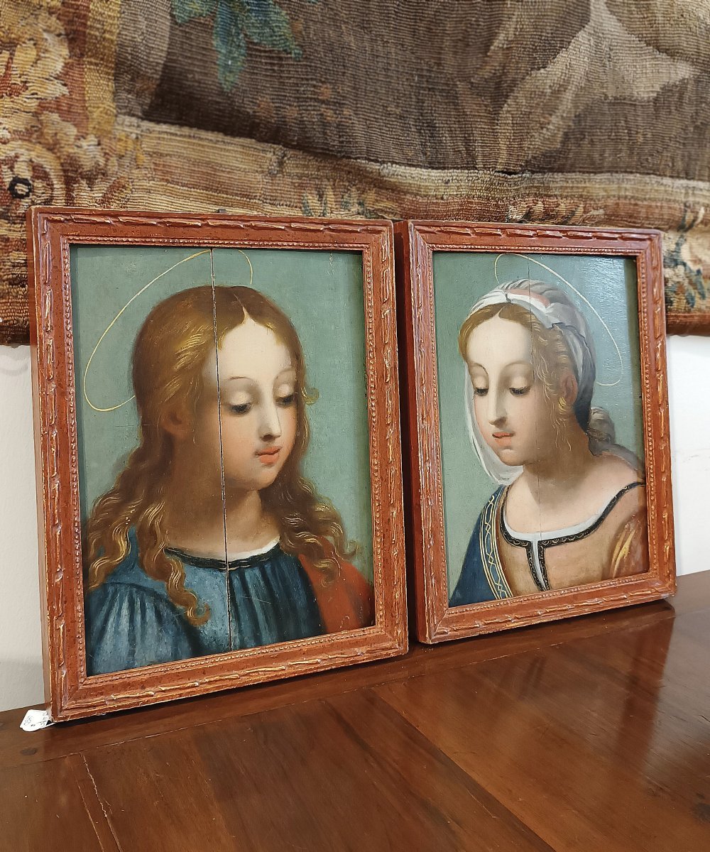 PAIRE DE PEINTURES À L'HUILE SUR PANNEAU FIN DU 16ème SIÈCLE-photo-7