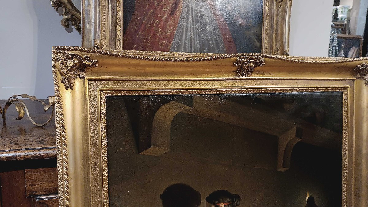 Mid-19th Century Painting "the Invention Of The Art Of Painting" -photo-3