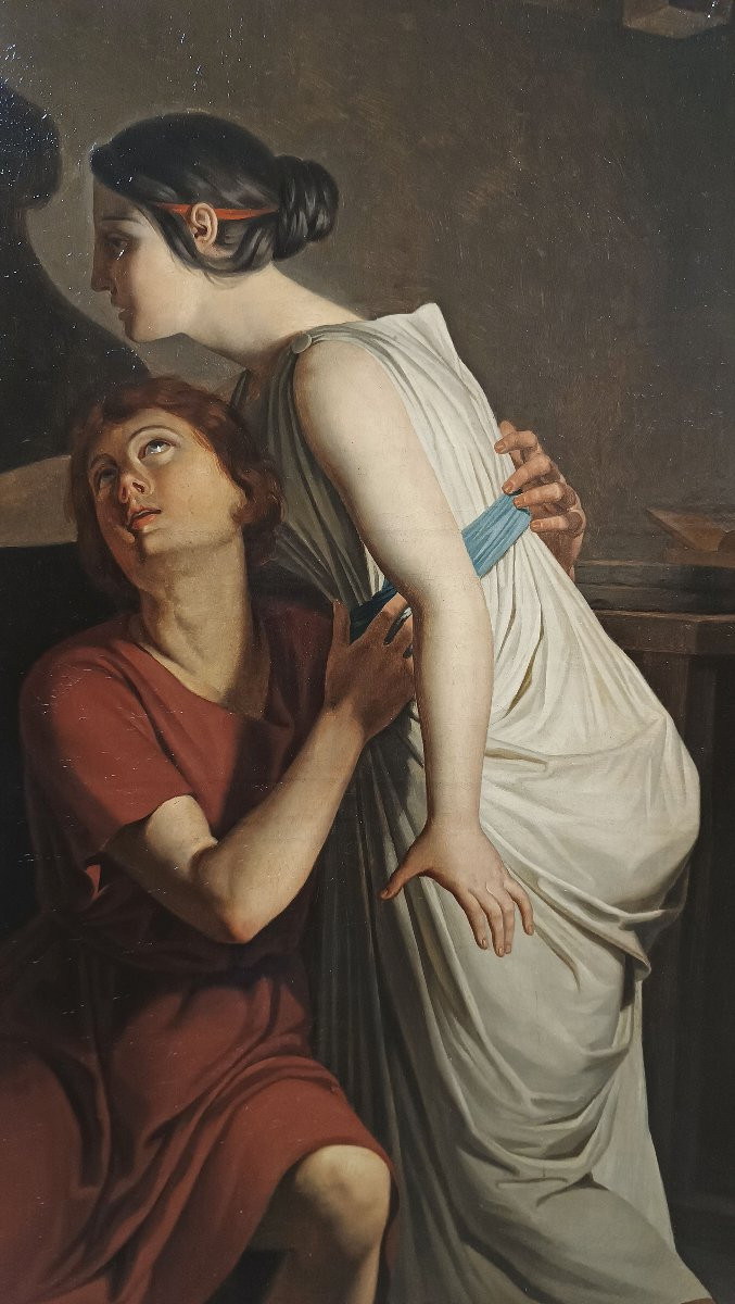 Mid-19th Century Painting "the Invention Of The Art Of Painting" -photo-7