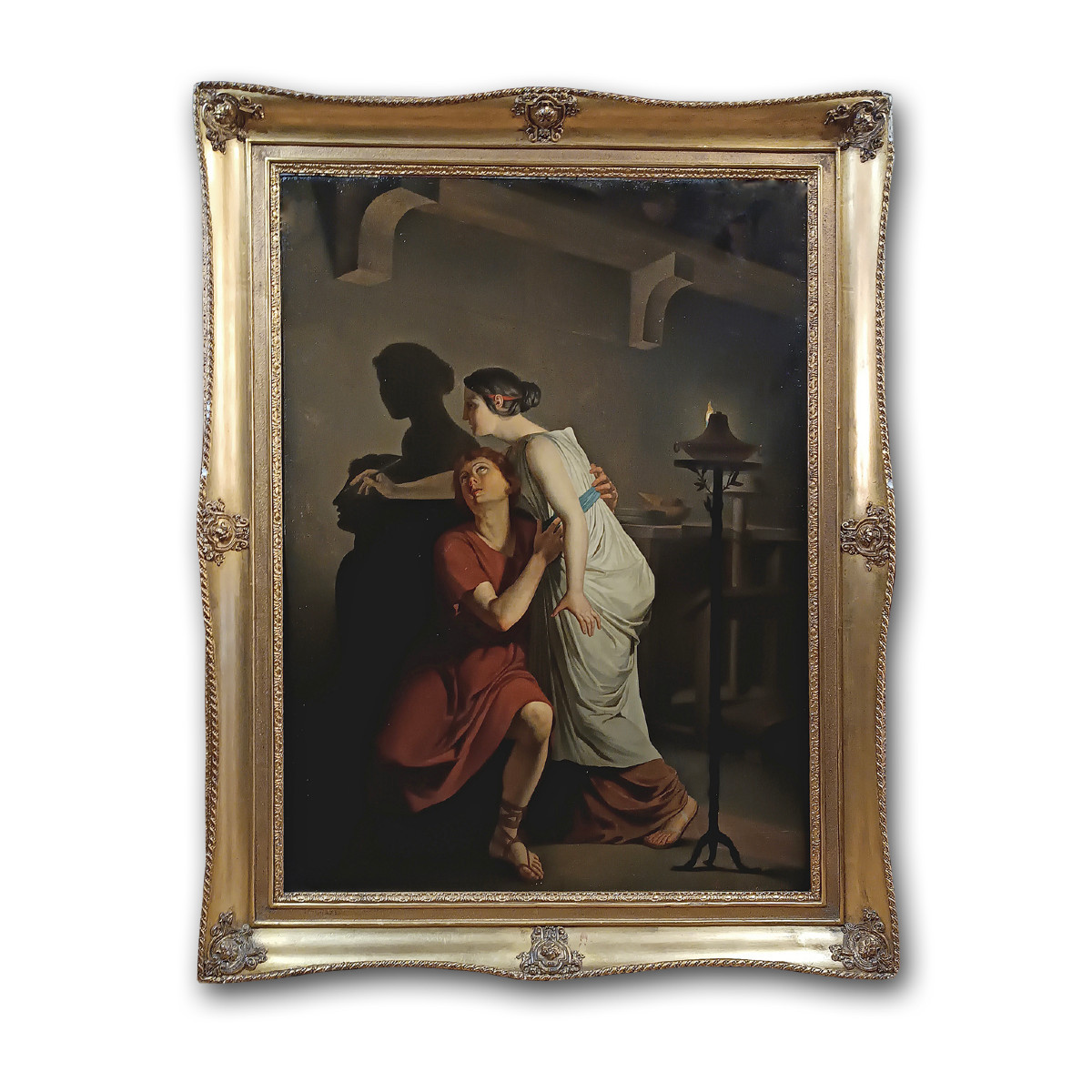 Mid-19th Century Painting "the Invention Of The Art Of Painting" 