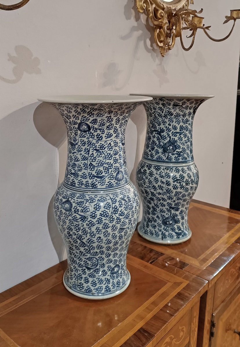 PAIRE DE VASES CHING À DÉCOR BLEU FIN 19ème-DÉBUT 20ème SIÈCLE-photo-2