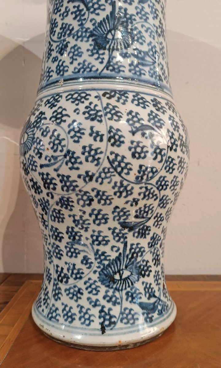 PAIRE DE VASES CHING À DÉCOR BLEU FIN 19ème-DÉBUT 20ème SIÈCLE-photo-2