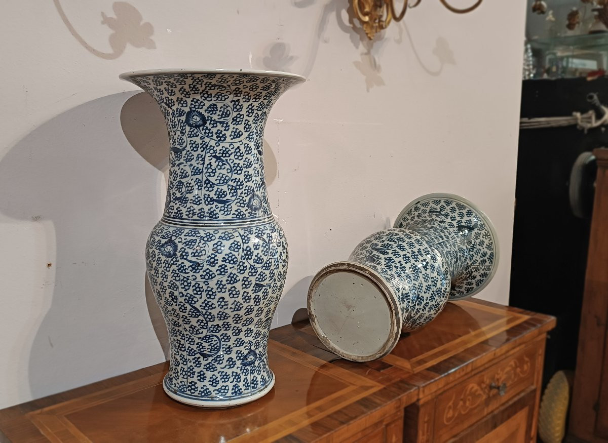 PAIRE DE VASES CHING À DÉCOR BLEU FIN 19ème-DÉBUT 20ème SIÈCLE-photo-5
