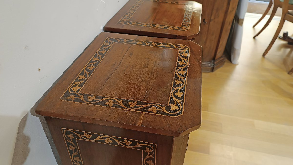 Second Half Of The 18th Century Pair Of Louis XVI Inlaid Bedside Tables-photo-5