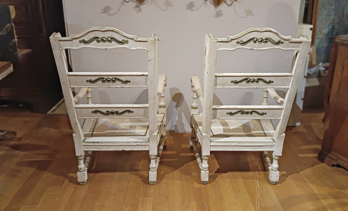 PAIRE DE FAUTEUILS PEINTS DU DÉBUT DU 19ème SIÈCLE-photo-3