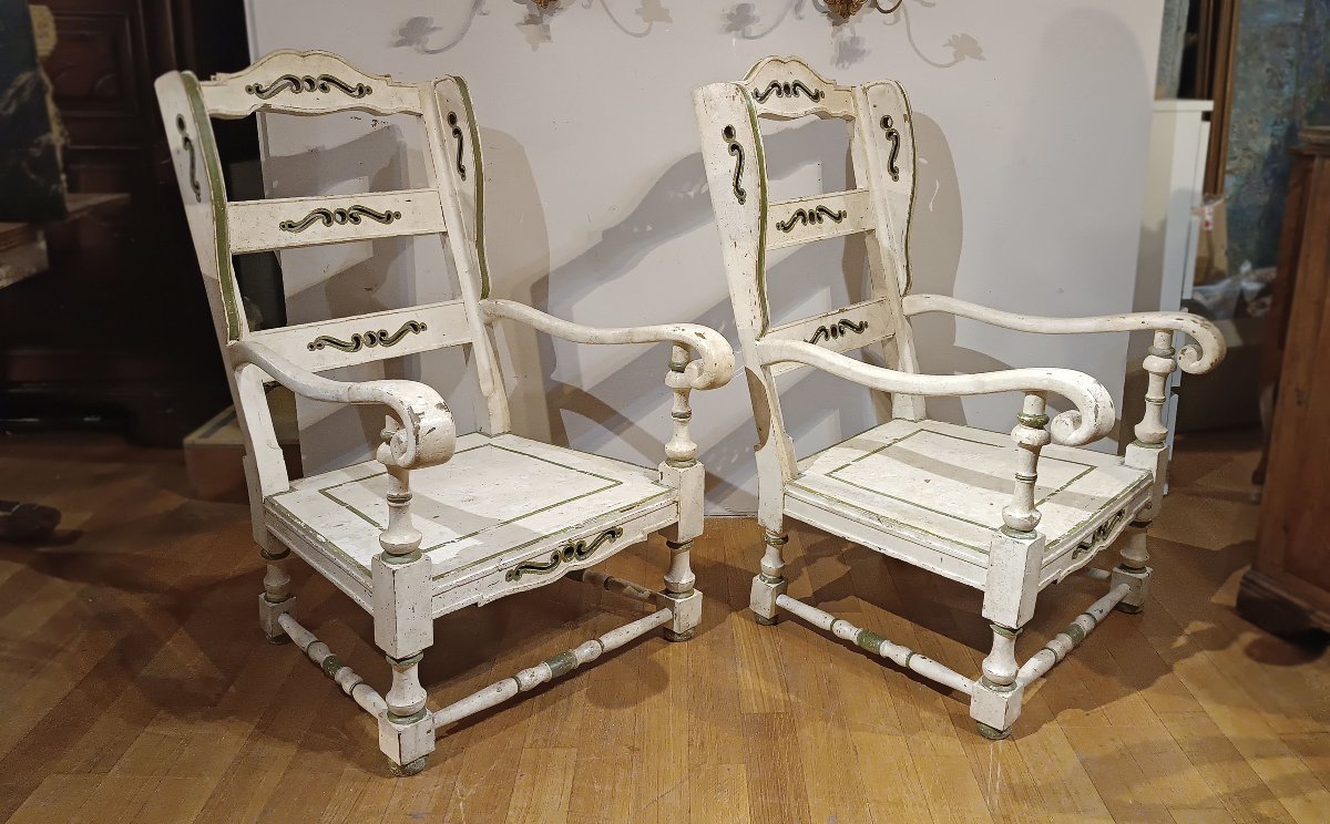 PAIRE DE FAUTEUILS PEINTS DU DÉBUT DU 19ème SIÈCLE-photo-4