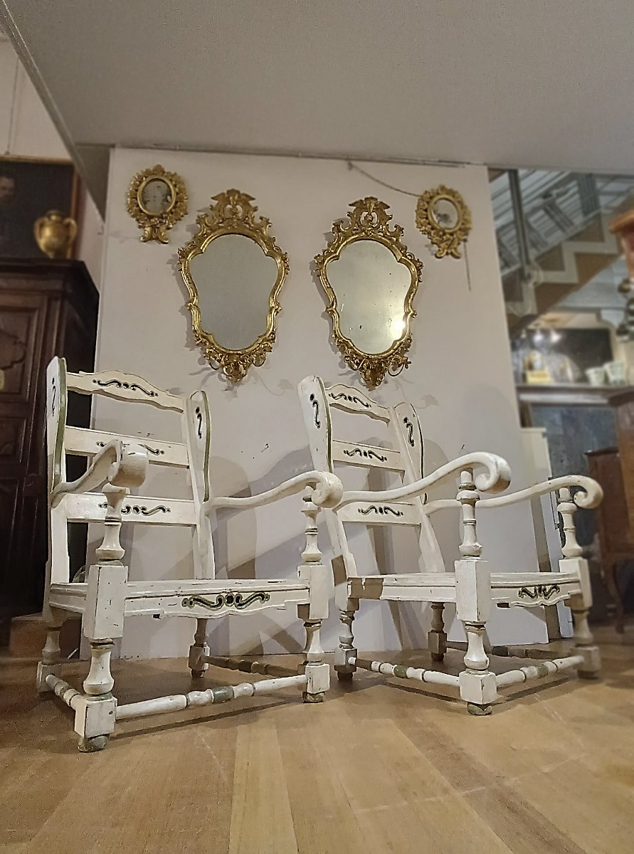 PAIRE DE FAUTEUILS PEINTS DU DÉBUT DU 19ème SIÈCLE-photo-1