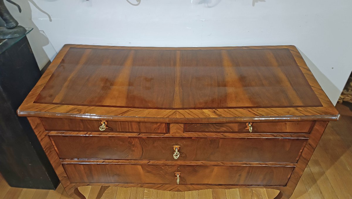 COMMODE PLAQUEE LOUIS XV MILIEU DU 18ème SIECLE-photo-1