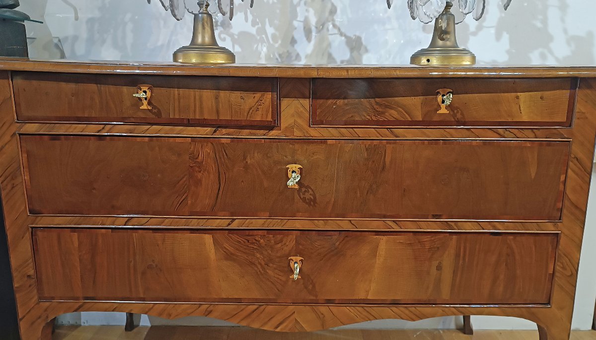 COMMODE PLAQUEE LOUIS XV MILIEU DU 18ème SIECLE-photo-5