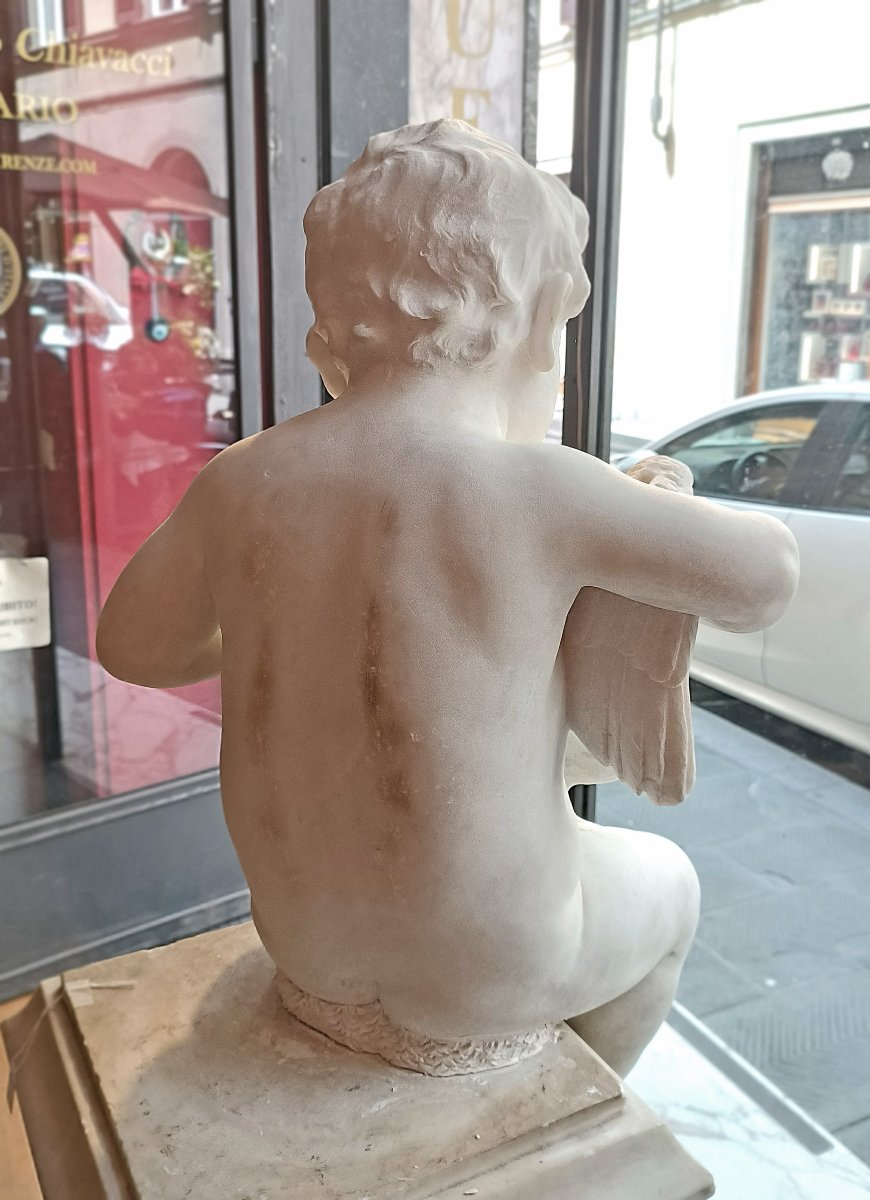 Late 18th Century Marble Sculpture "little Boy With Duck" -photo-4