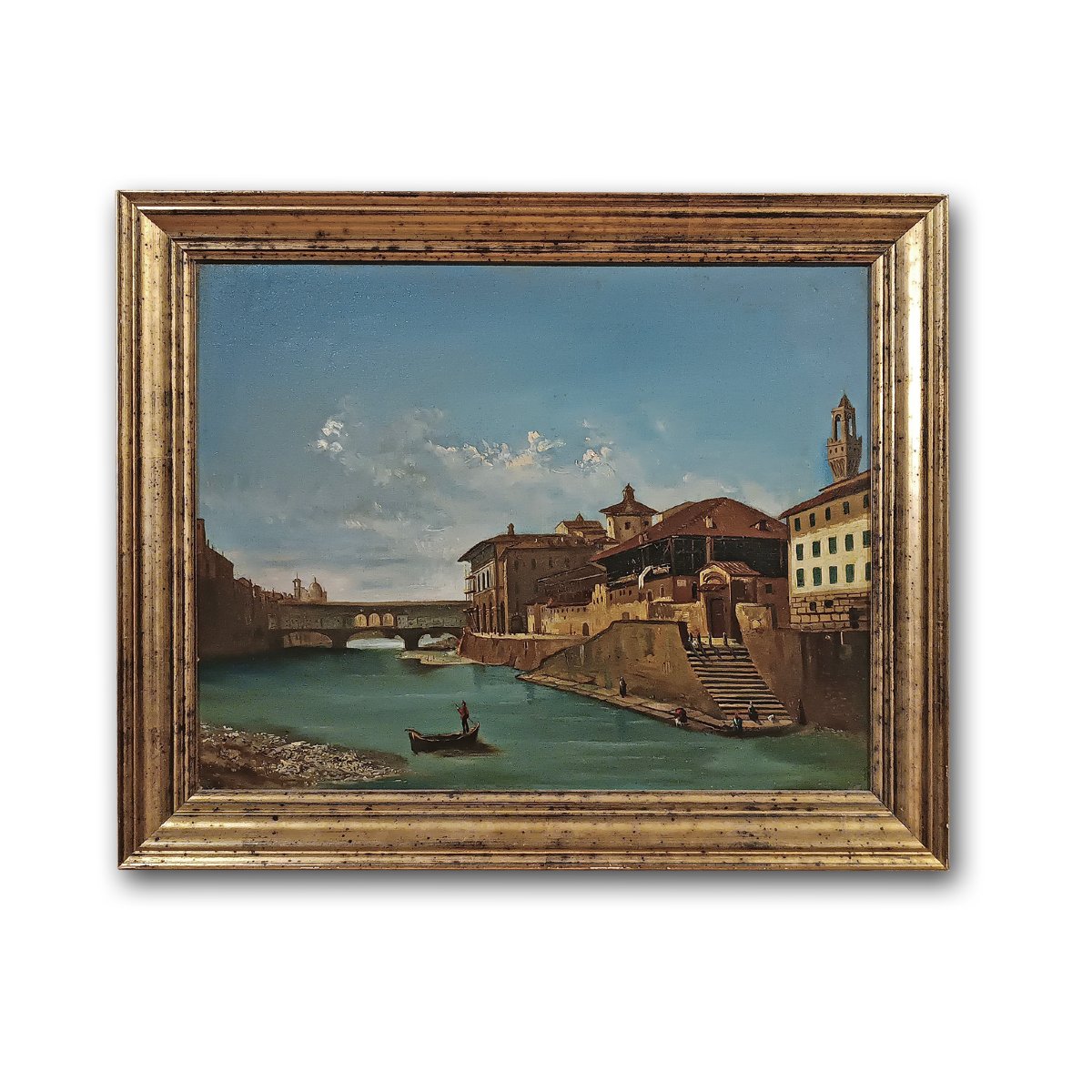 TABLEAU AVEC PAYSAGE FLORENTIN SECONDE MOITIÉ DU 19ème SIÈCLE