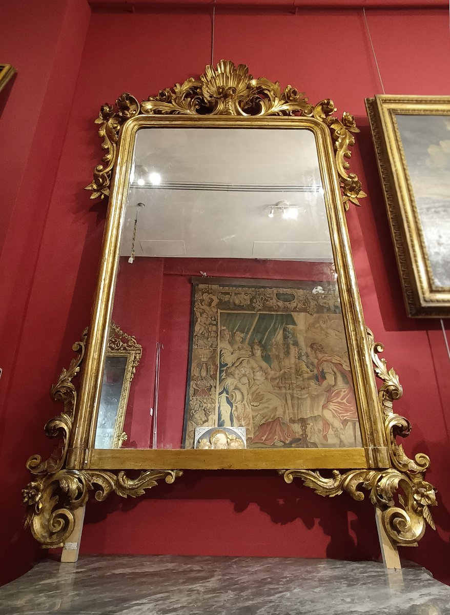 First Half Of The 19th Century Large Louis Philippe Gilded Mirror-photo-5
