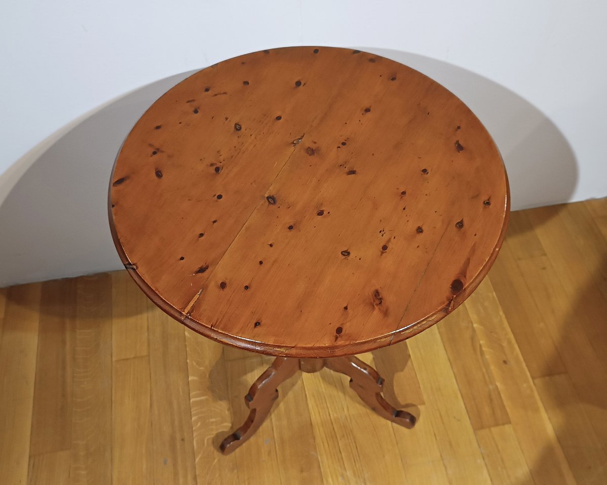 Mid-19th Century Round Cypress Coffee Table-photo-4
