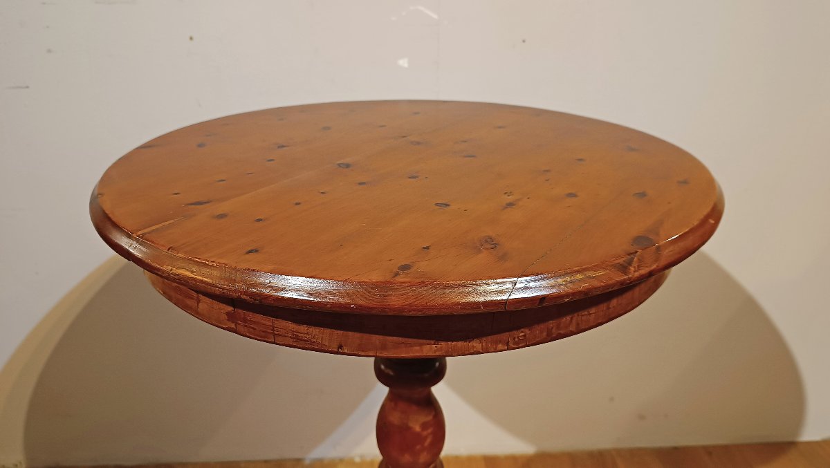 Mid-19th Century Round Cypress Coffee Table-photo-1