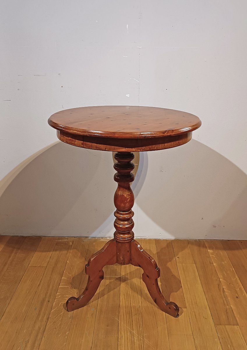 Mid-19th Century Round Cypress Coffee Table-photo-7