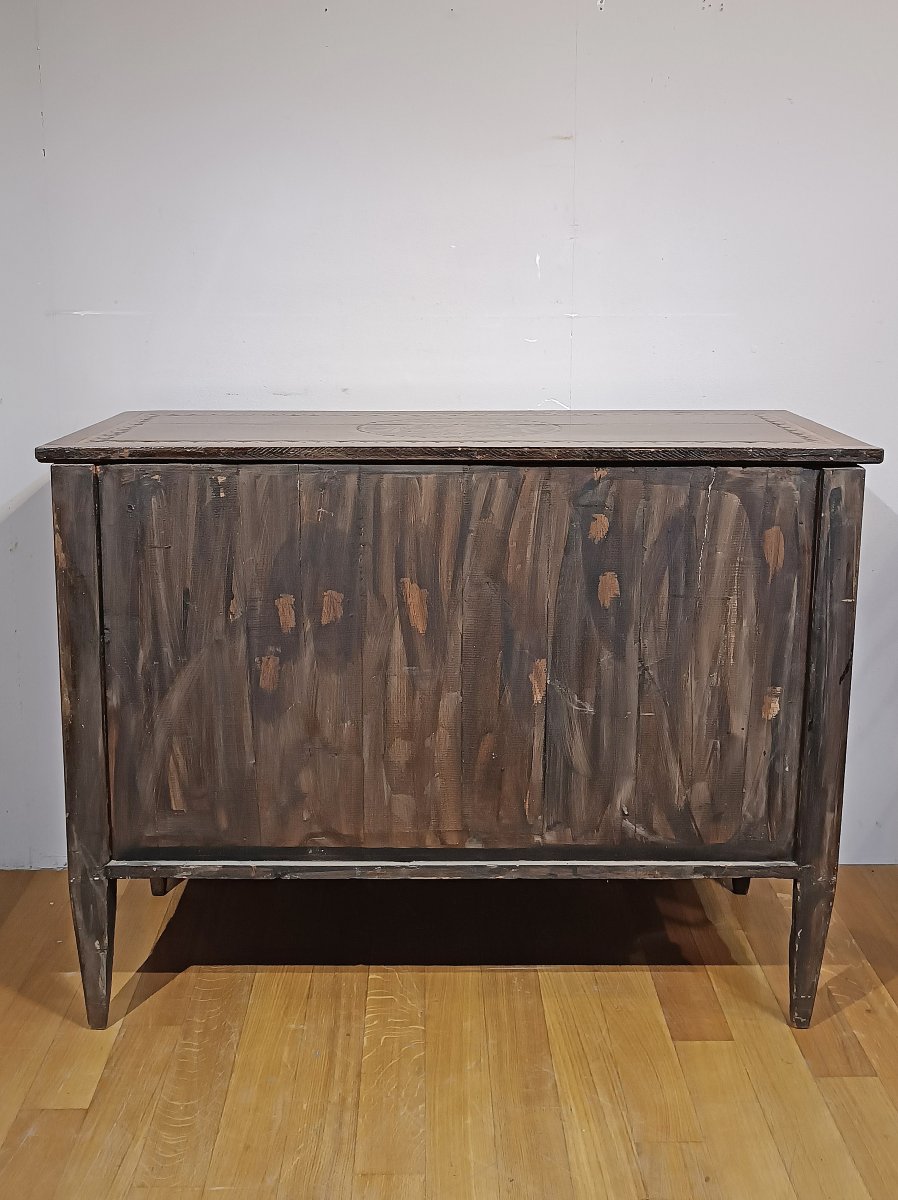 COMMODE NÉOCLASSIQUE MARQUETÉE DE LA FIN DU 18ème SIÈCLE-photo-1