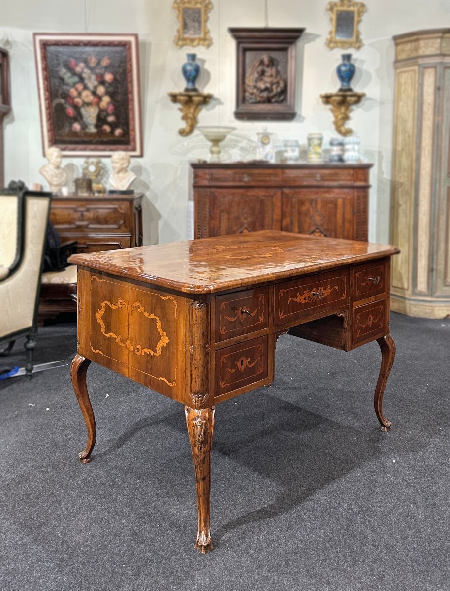 BUREAU LOUIS XV A MARQUETERIE MILIEU DU 18ème SIECLE-photo-3