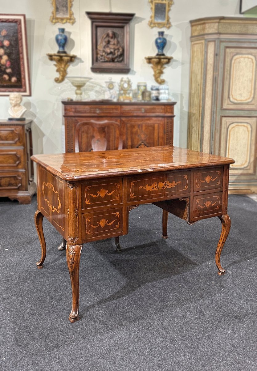 BUREAU LOUIS XV A MARQUETERIE MILIEU DU 18ème SIECLE-photo-4