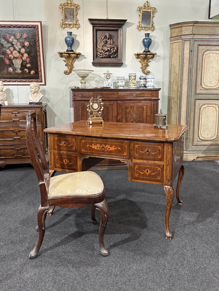 BUREAU LOUIS XV A MARQUETERIE MILIEU DU 18ème SIECLE-photo-6