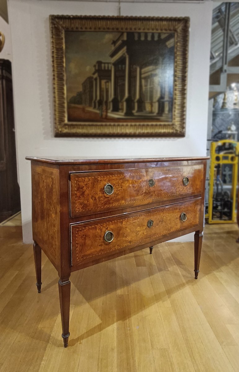 COMMODE LOUIS XVI EN PLACAGE SECONDE MOITIÉ DU 18ème SIÈCLE-photo-3