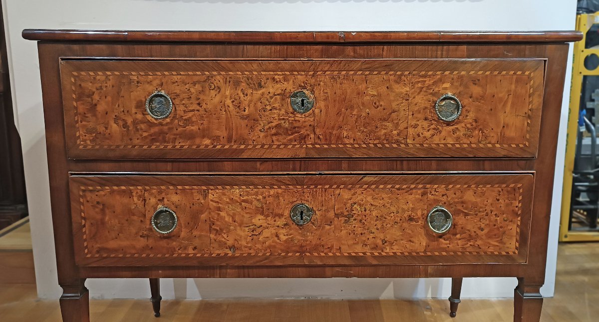 COMMODE LOUIS XVI EN PLACAGE SECONDE MOITIÉ DU 18ème SIÈCLE-photo-1