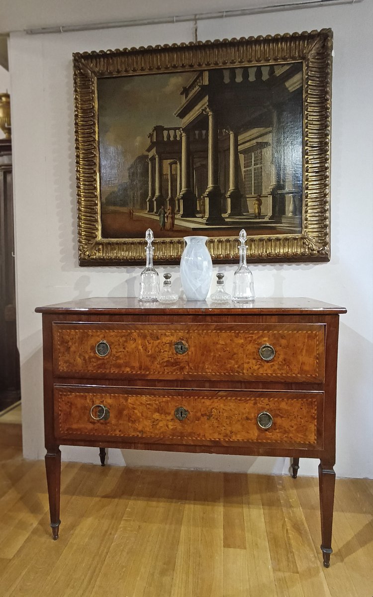 COMMODE LOUIS XVI EN PLACAGE SECONDE MOITIÉ DU 18ème SIÈCLE-photo-6