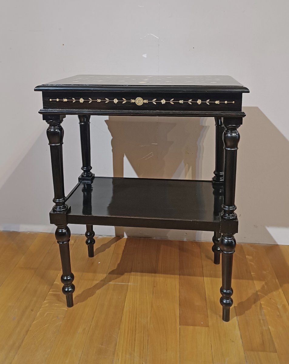 TABLE À MARQUETTES D'ÉBÈNE SECONDE MOITIÉ DU 19ème SIÈCLE-photo-4