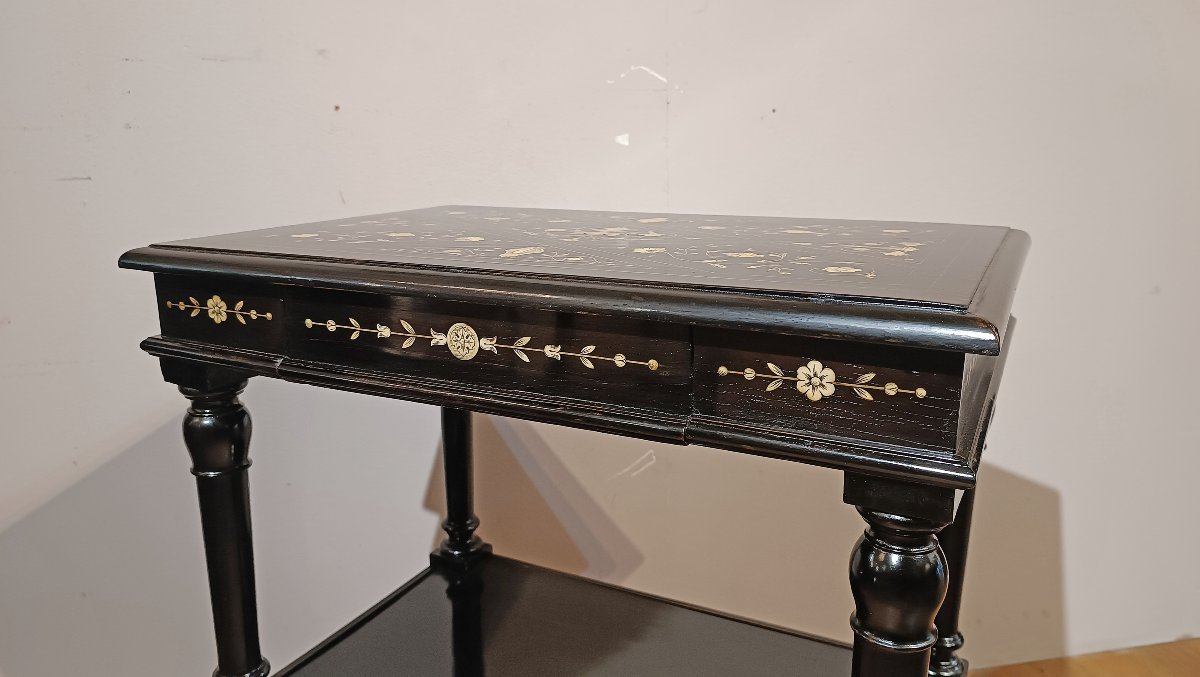 TABLE À MARQUETTES D'ÉBÈNE SECONDE MOITIÉ DU 19ème SIÈCLE-photo-3
