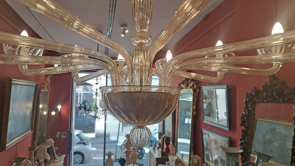 1970s Venini Glass Chandelier -photo-1