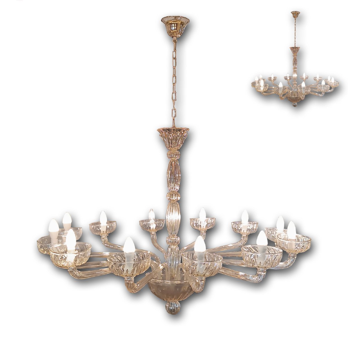 1970s Venini Glass Chandelier 