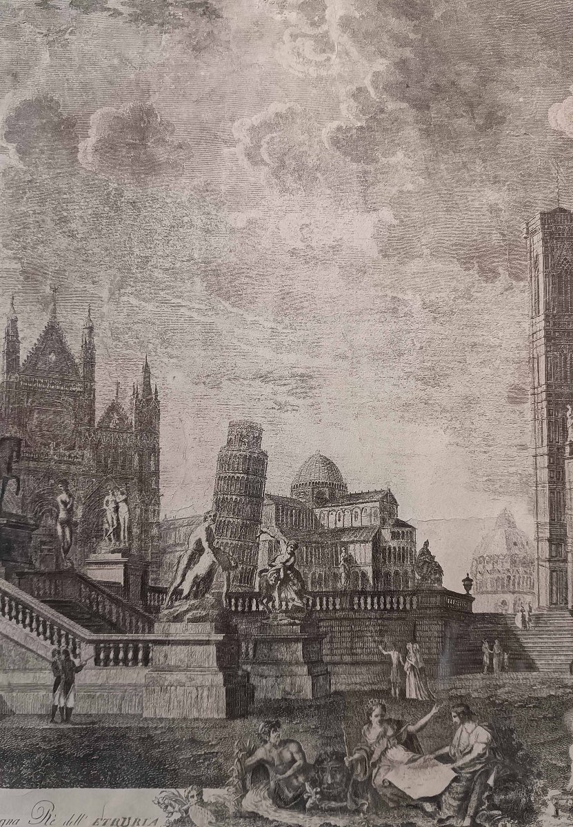 PAIRE DE GRAVURES DE MONUMENTS DE ROME ET D'ÉTRURIE FIN DU 19ème SIÈCLE-photo-2