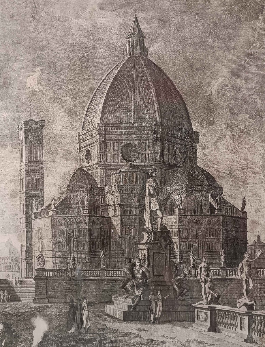 PAIRE DE GRAVURES DE MONUMENTS DE ROME ET D'ÉTRURIE FIN DU 19ème SIÈCLE-photo-3