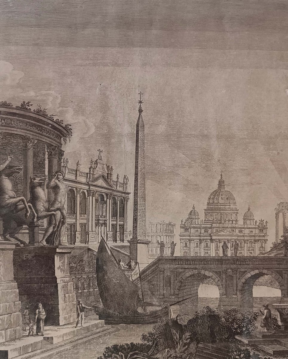 PAIRE DE GRAVURES DE MONUMENTS DE ROME ET D'ÉTRURIE FIN DU 19ème SIÈCLE-photo-3