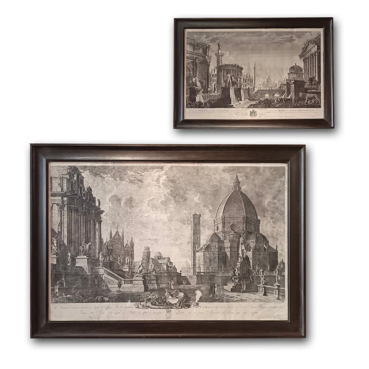 PAIRE DE GRAVURES DE MONUMENTS DE ROME ET D'ÉTRURIE FIN DU 19ème SIÈCLE