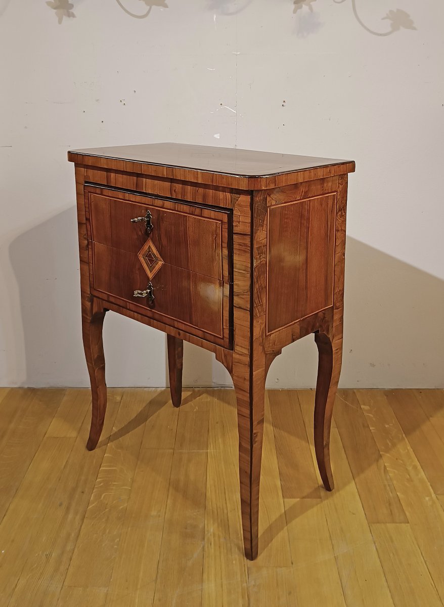TABLE DE CHEVET AVEC MARQUETTES LOUIS XV-XVI SECONDE MOITIÉ DU 18ème SIÈCLE-photo-4