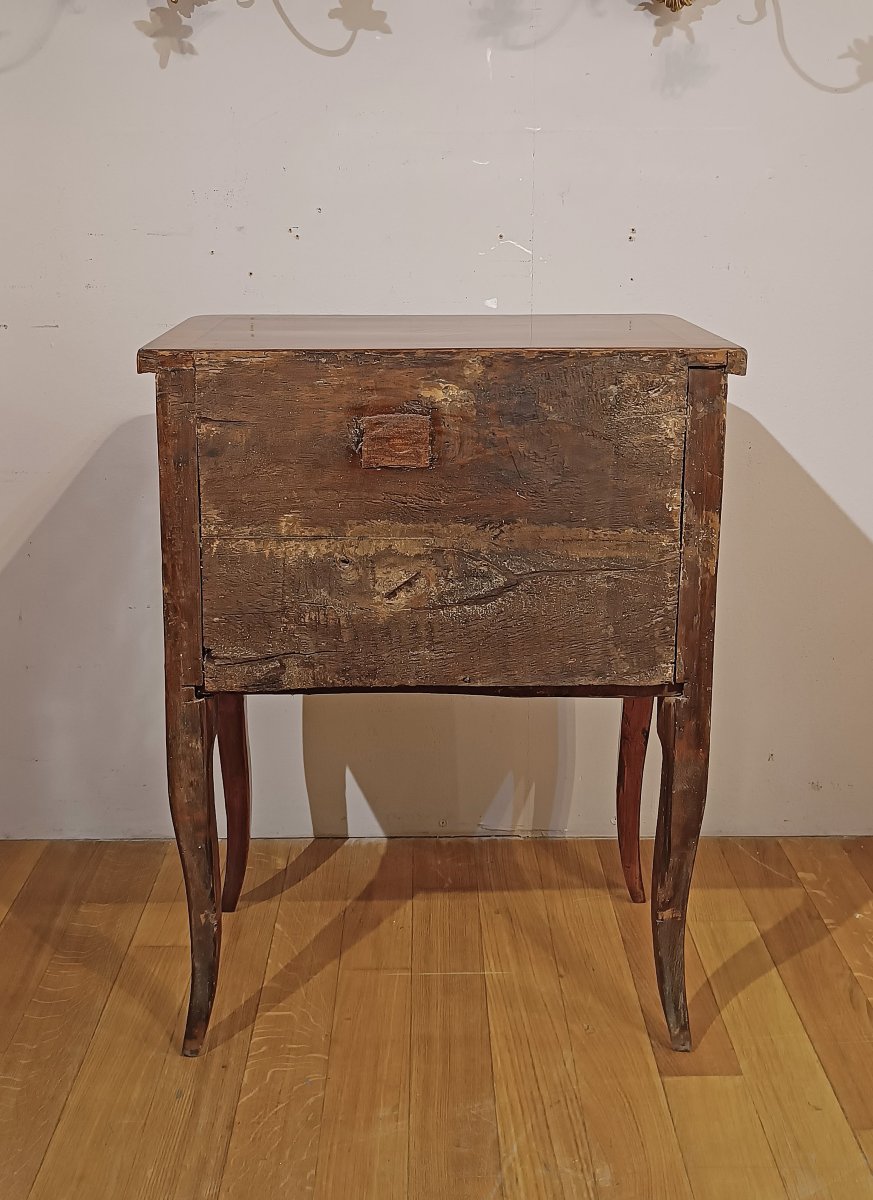 TABLE DE CHEVET AVEC MARQUETTES LOUIS XV-XVI SECONDE MOITIÉ DU 18ème SIÈCLE-photo-2