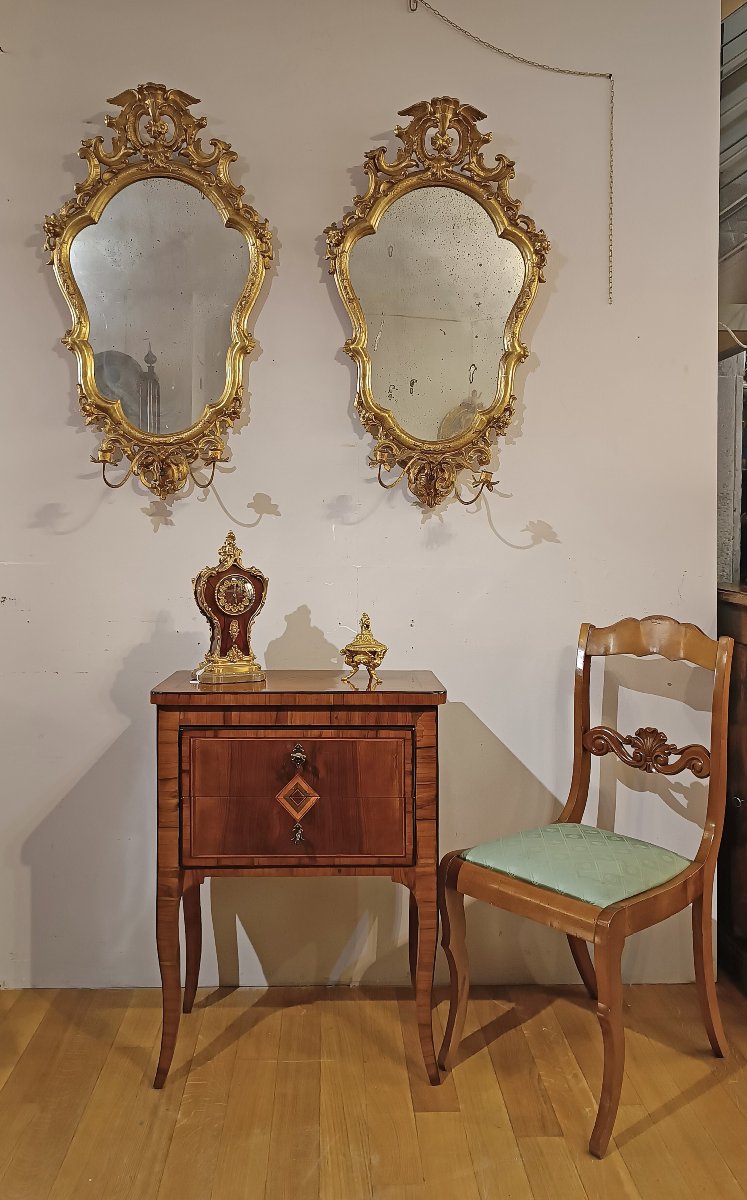 TABLE DE CHEVET AVEC MARQUETTES LOUIS XV-XVI SECONDE MOITIÉ DU 18ème SIÈCLE-photo-6