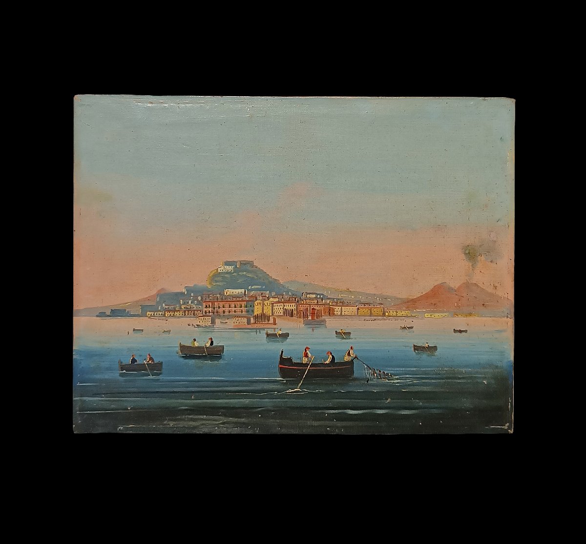 PAIRE DE TABLEAUX DU GOLFE DE NAPLES MILIEU DU 19ème SIÈCLE-photo-2