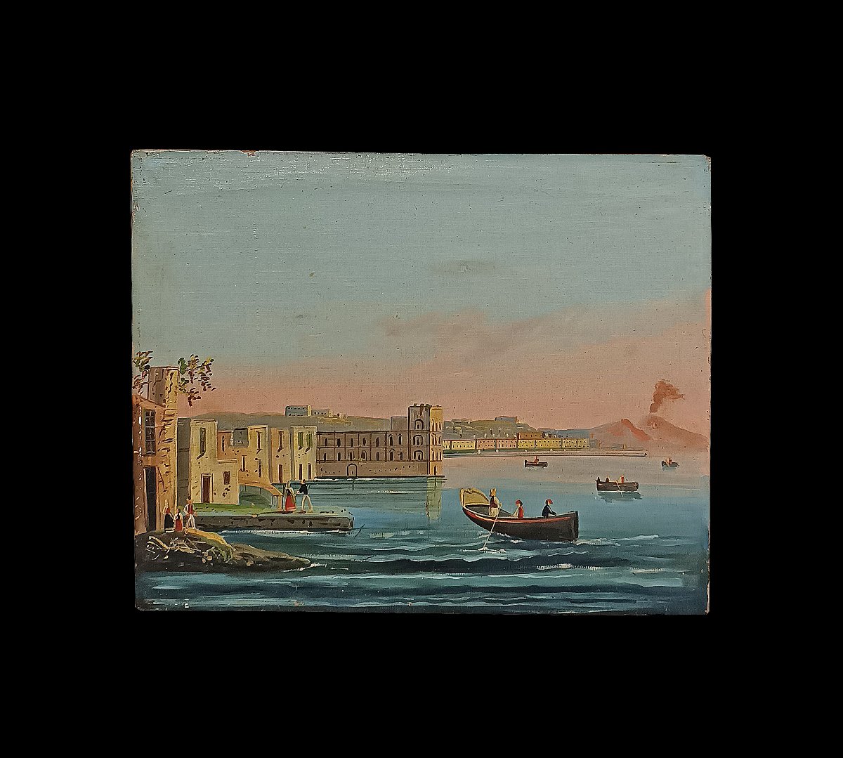 PAIRE DE TABLEAUX DU GOLFE DE NAPLES MILIEU DU 19ème SIÈCLE-photo-3