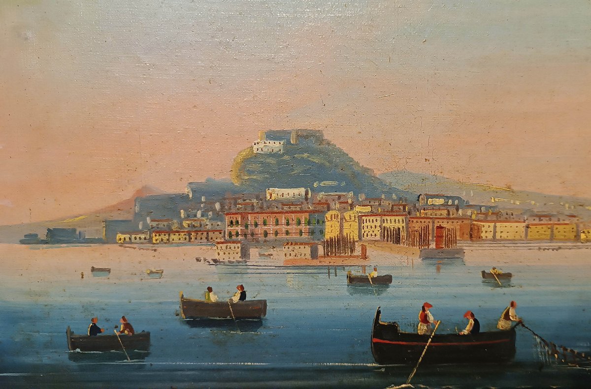 PAIRE DE TABLEAUX DU GOLFE DE NAPLES MILIEU DU 19ème SIÈCLE-photo-4