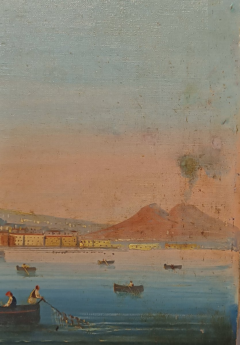 PAIRE DE TABLEAUX DU GOLFE DE NAPLES MILIEU DU 19ème SIÈCLE-photo-1