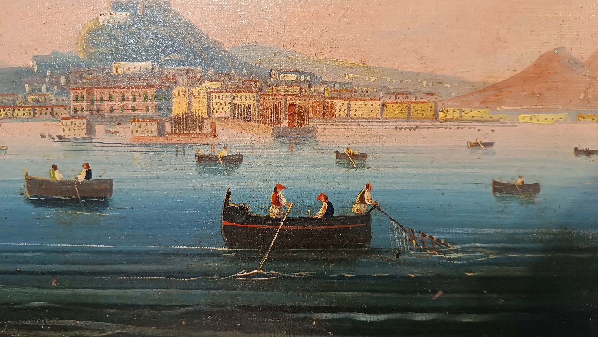 PAIRE DE TABLEAUX DU GOLFE DE NAPLES MILIEU DU 19ème SIÈCLE-photo-2